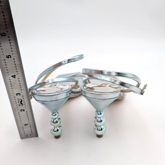 Badgley Mischka Ivette Pearl Heel Evening Sandals Women's Blue Size US6.5M EU37 - Picture 10 of 11